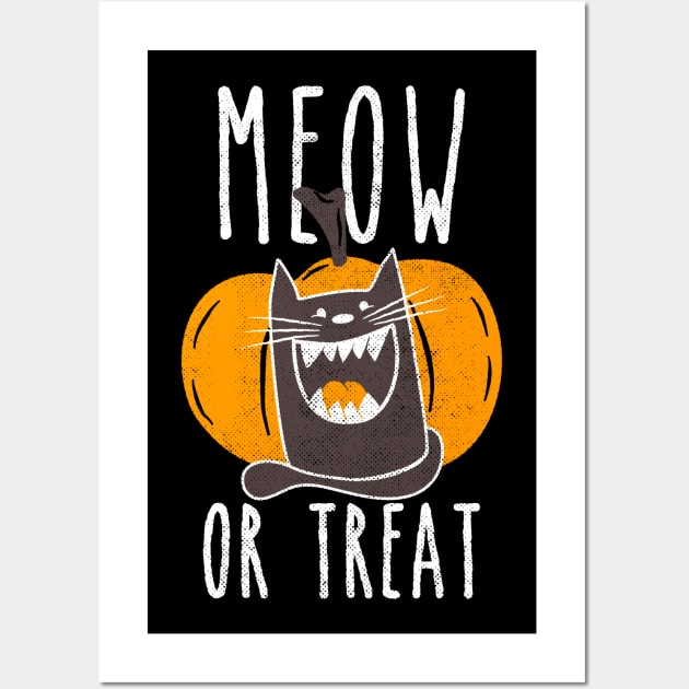 Meow or Treat Halloween Cat and Pumpkin Wall Art by W.Pyzel